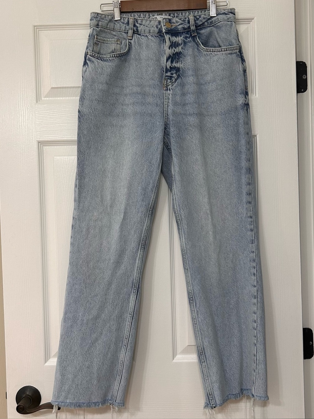 Zara Light Wash High-Rise Straight Jeans